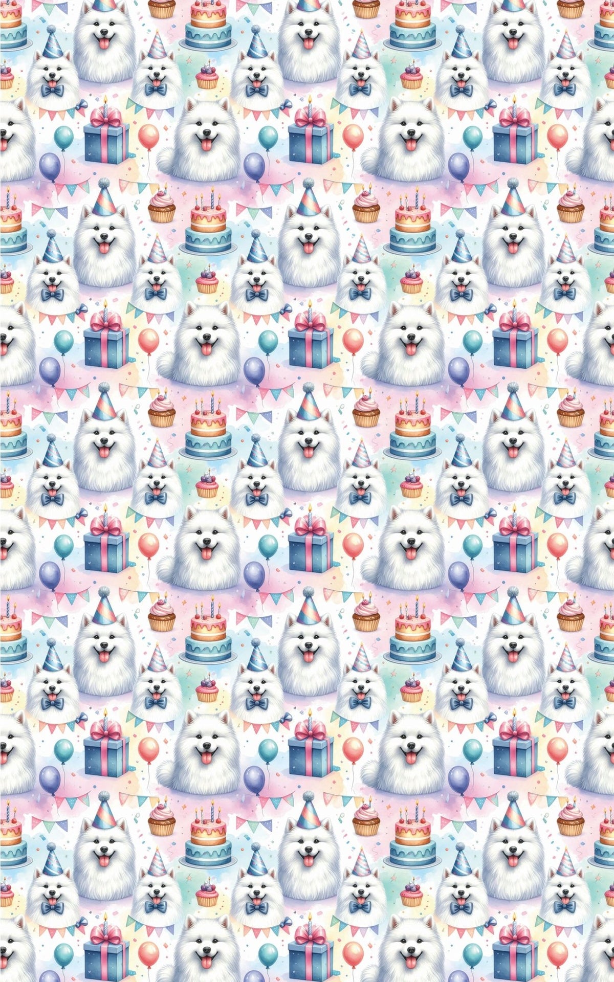 Birthday Celebration Samoyeds Wrapping Paper - London Penny Gift Wrap