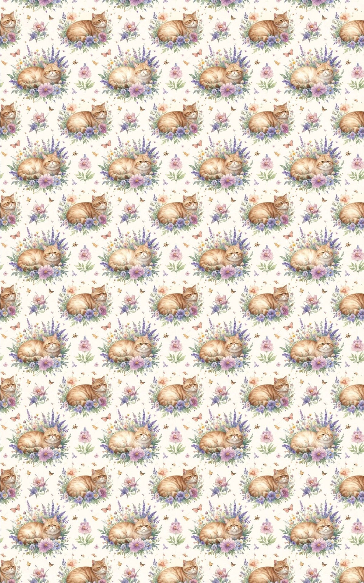 Cats & Floral Cottage (Exotic Shorthair) Wrapping Paper - London Penny Gift Wrap