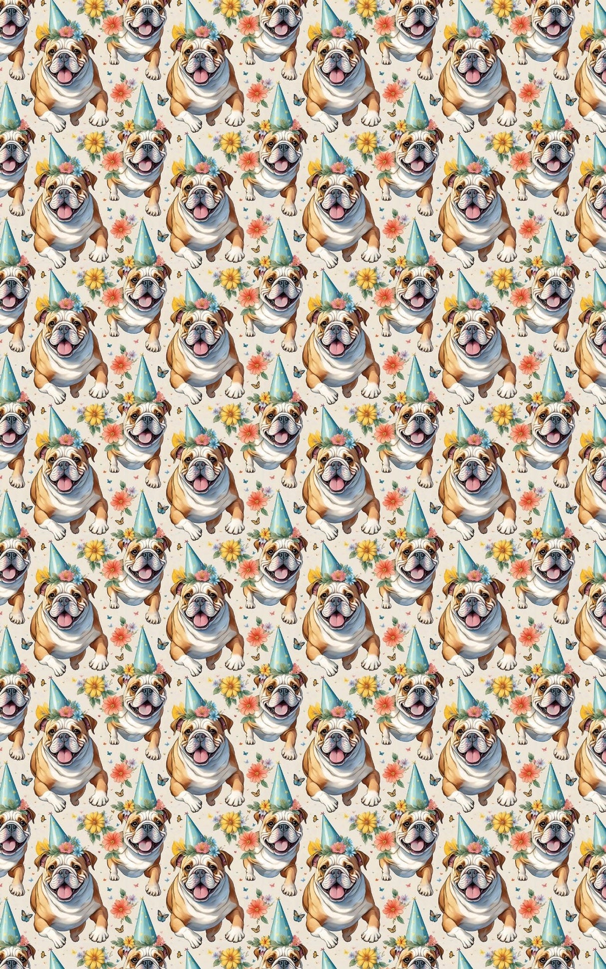 English Bulldog Garden Party - London Penny Gift Wrap