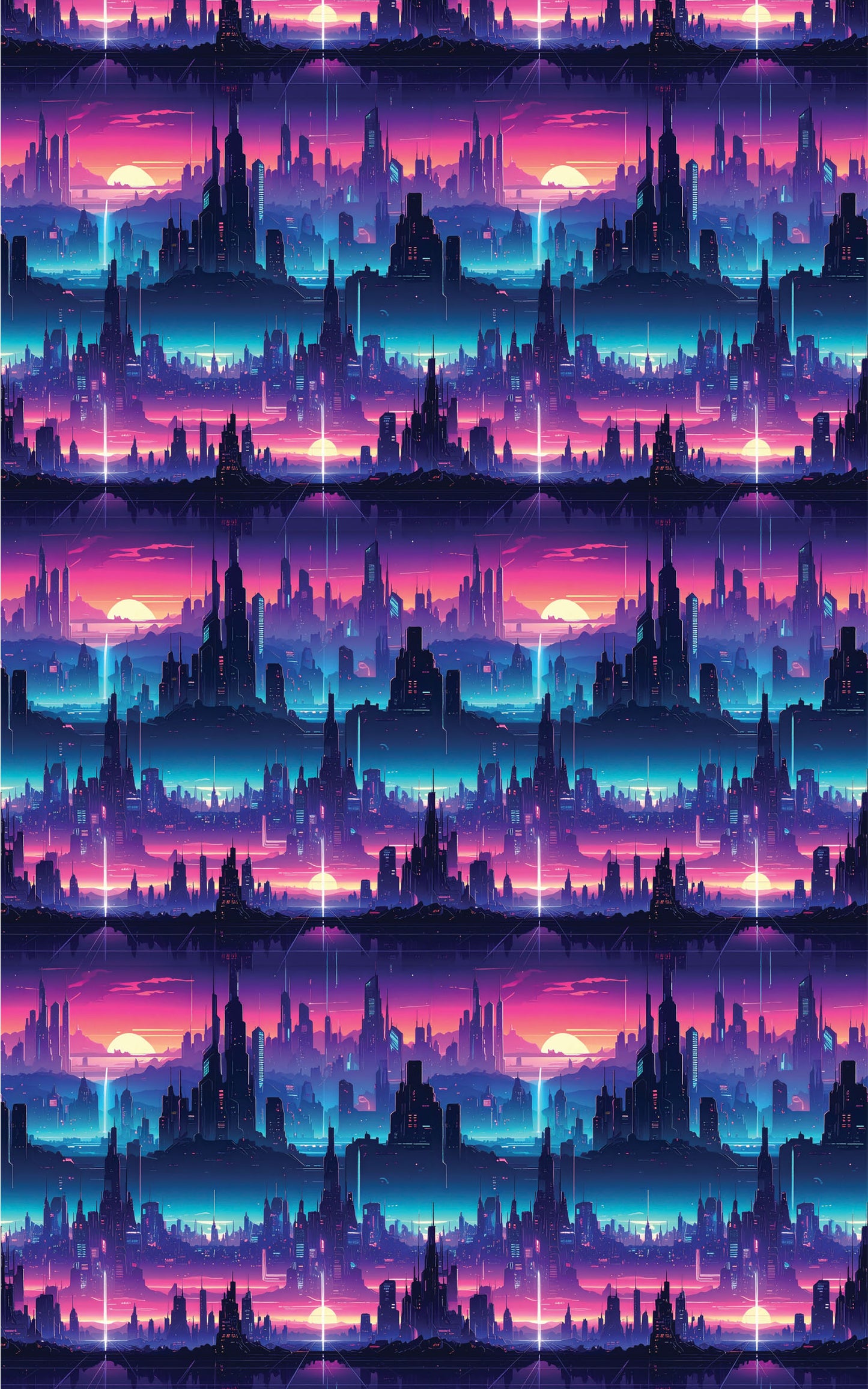 Cyber Space City Grid Wrapping Paper