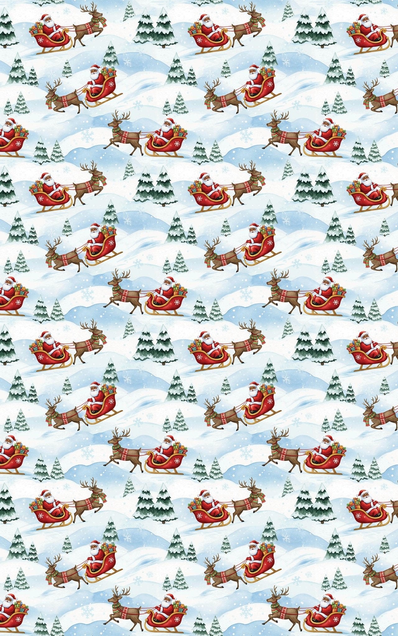 Santa & Sleigh Friends - London Penny Gift Wrap