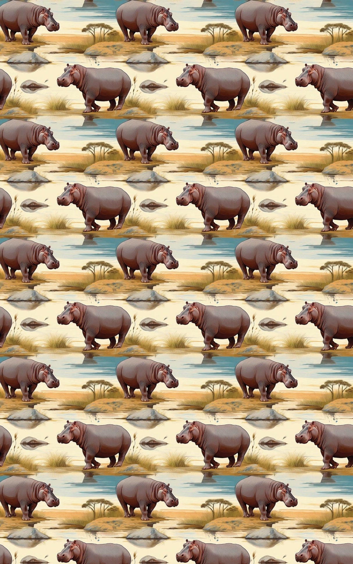 Safari Stroll: Hippopotamus - London Penny Gift Wrap