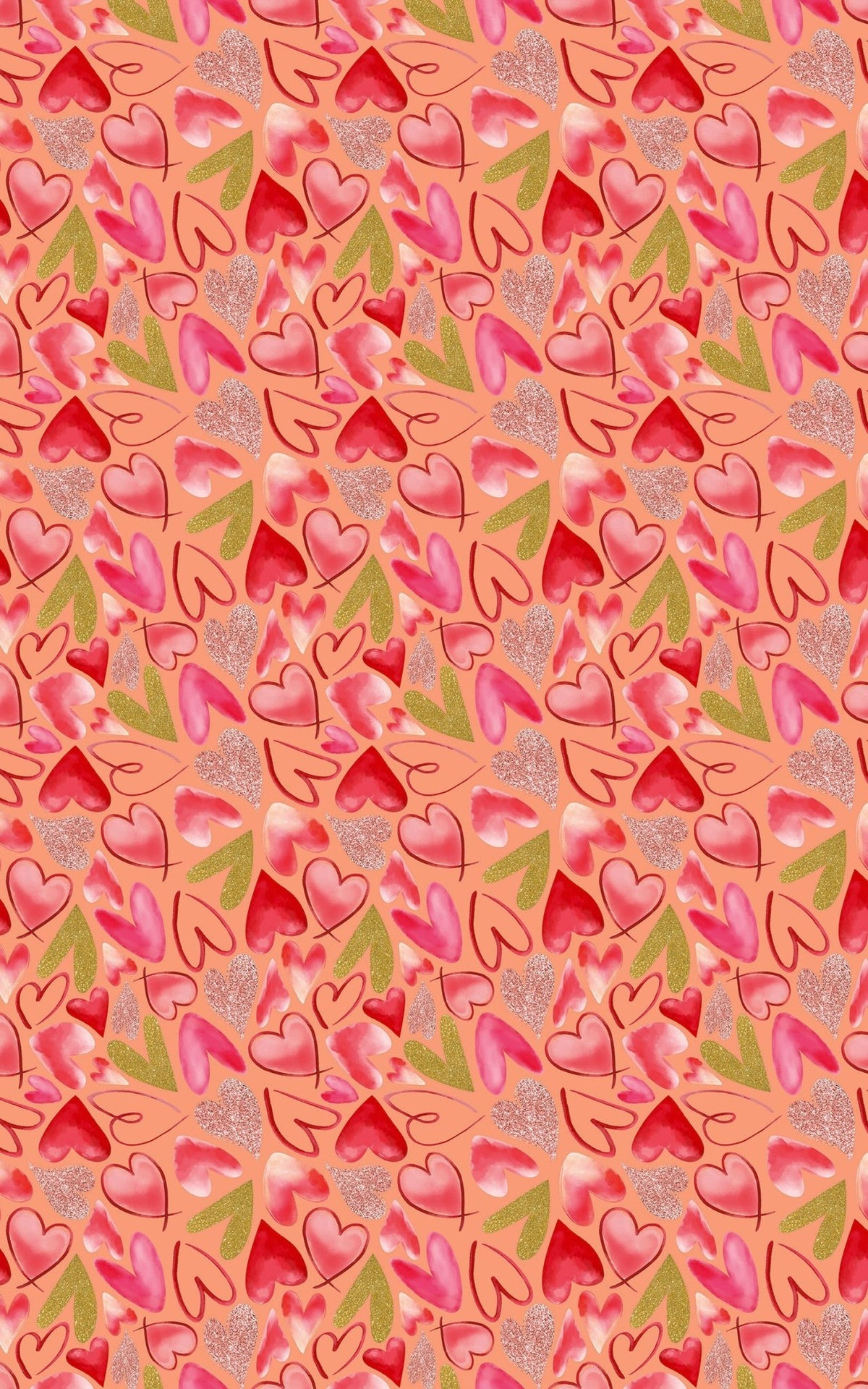Mixed Hearts Light Salmon - London Penny Gift Wrap