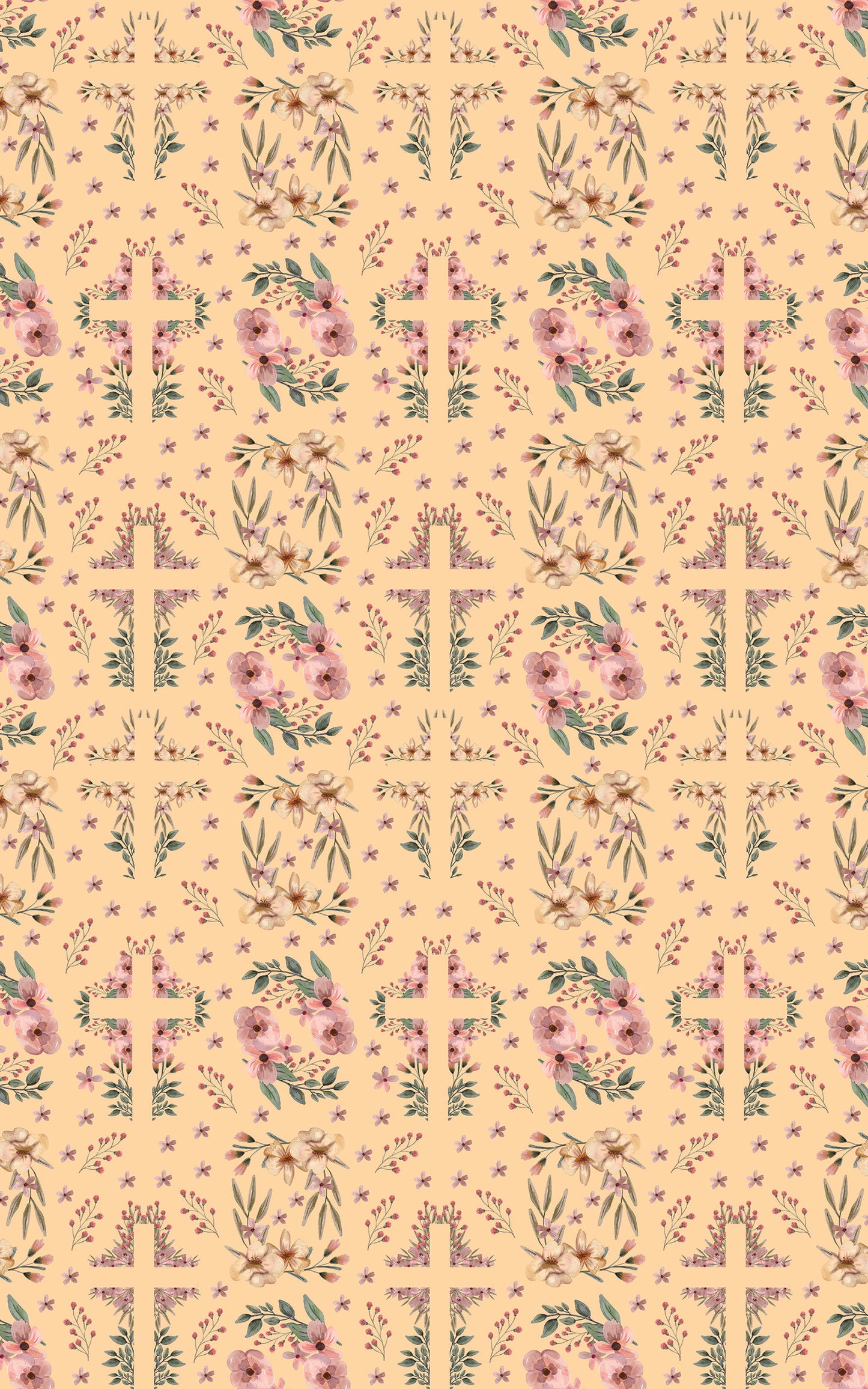 Easter Floral Cross - Orange Cream