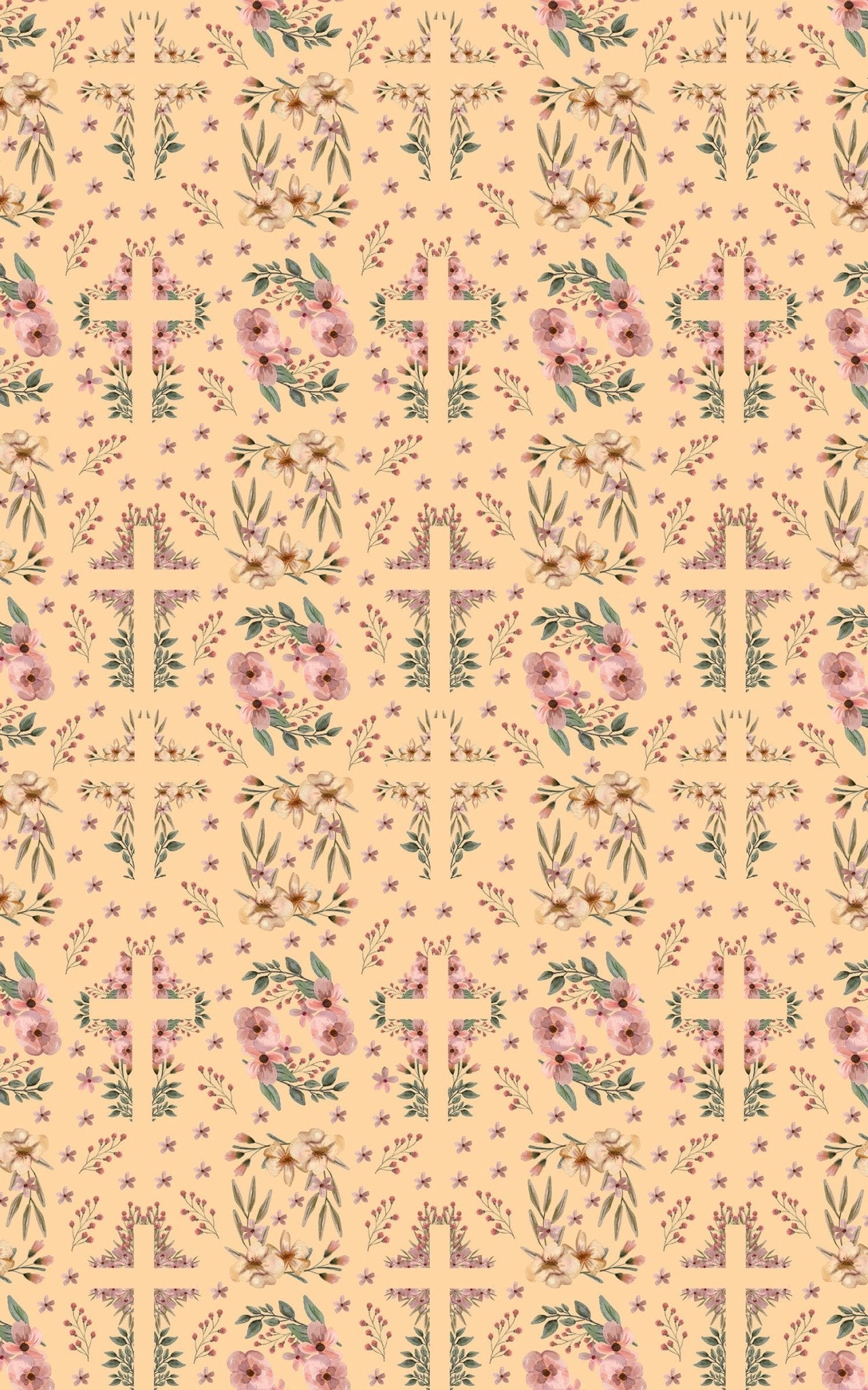 Easter Floral Cross - Orange Cream - London Penny Gift Wrap