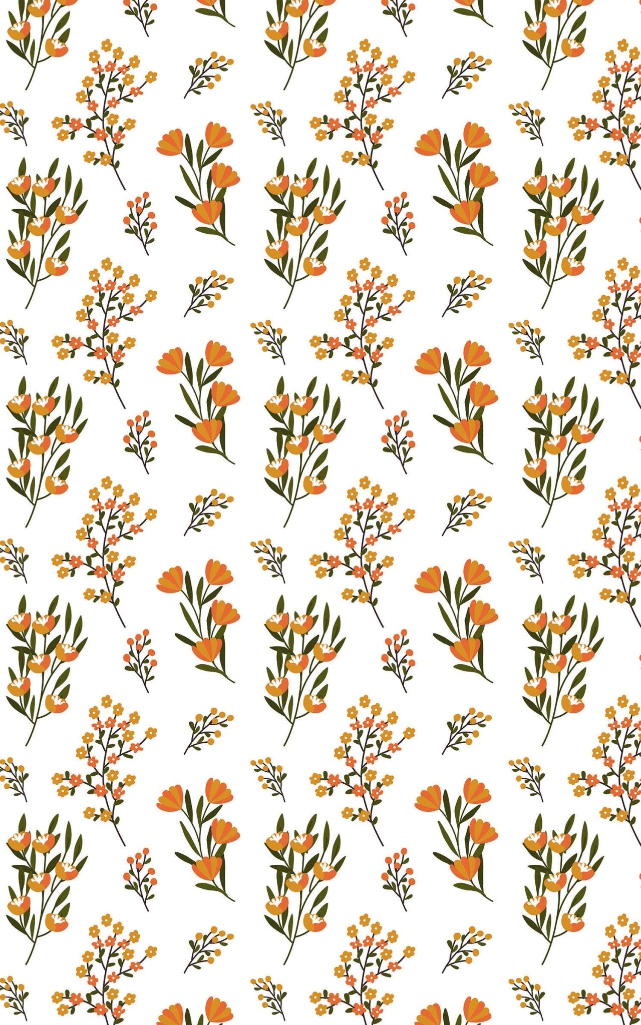 Orange Wild Flowers - London Penny Gift Wrap