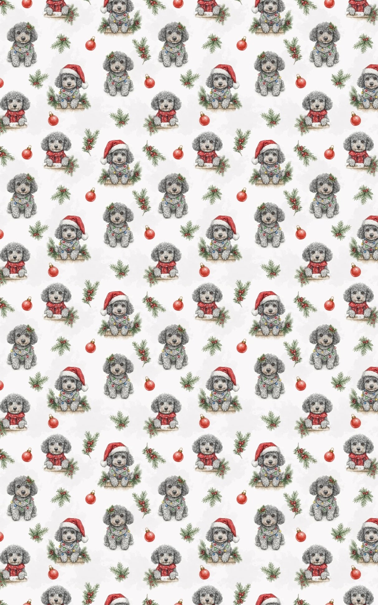 Holiday Poodle Sparkle - London Penny Gift Wrap