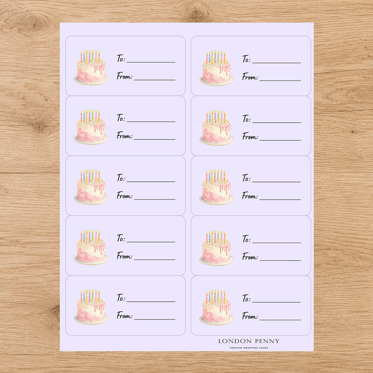 Pretty in Pink Birthday Gift Tag Sticker Sheet