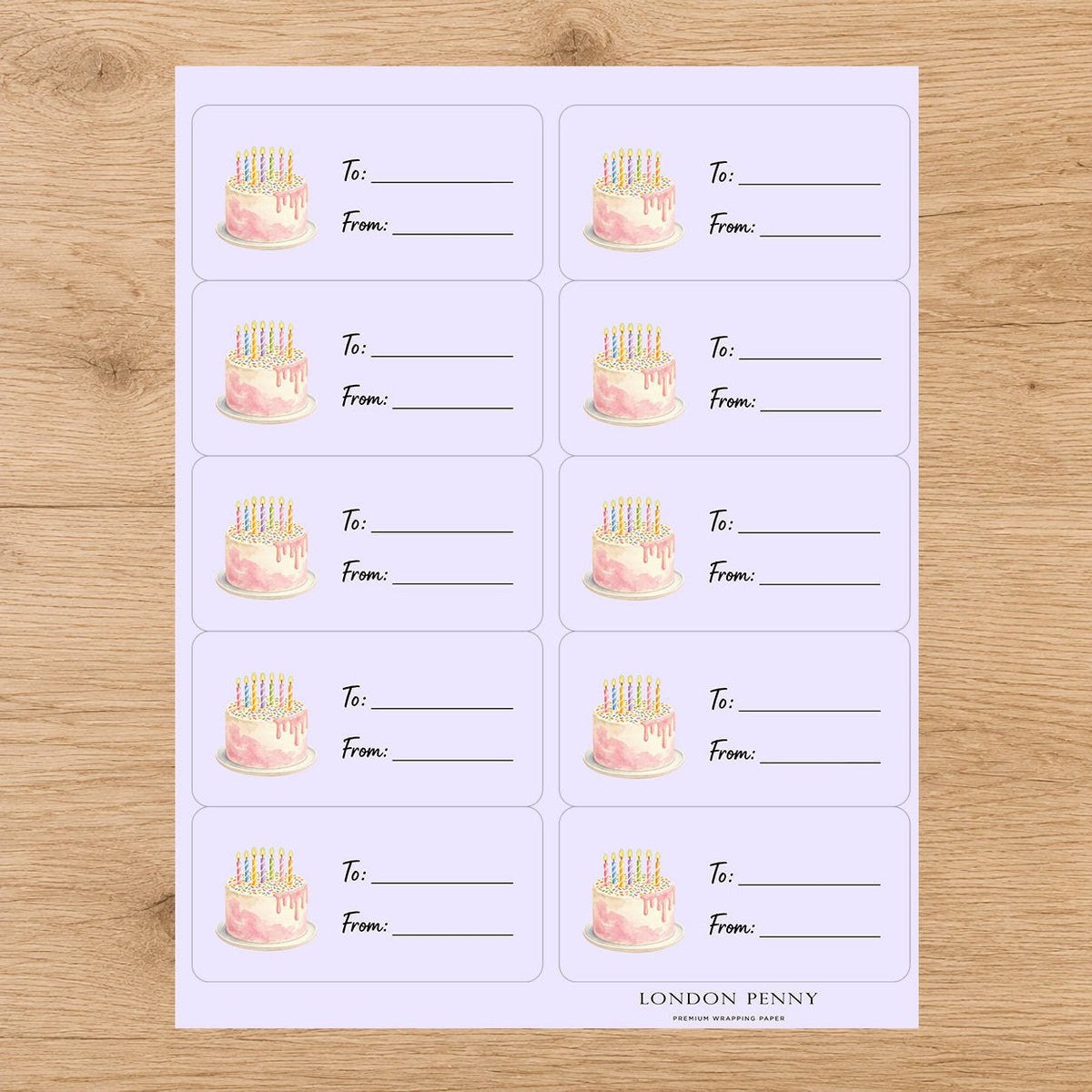 Pretty in Pink Birthday Gift Tag Sticker Sheet - London Penny Gift Wrap