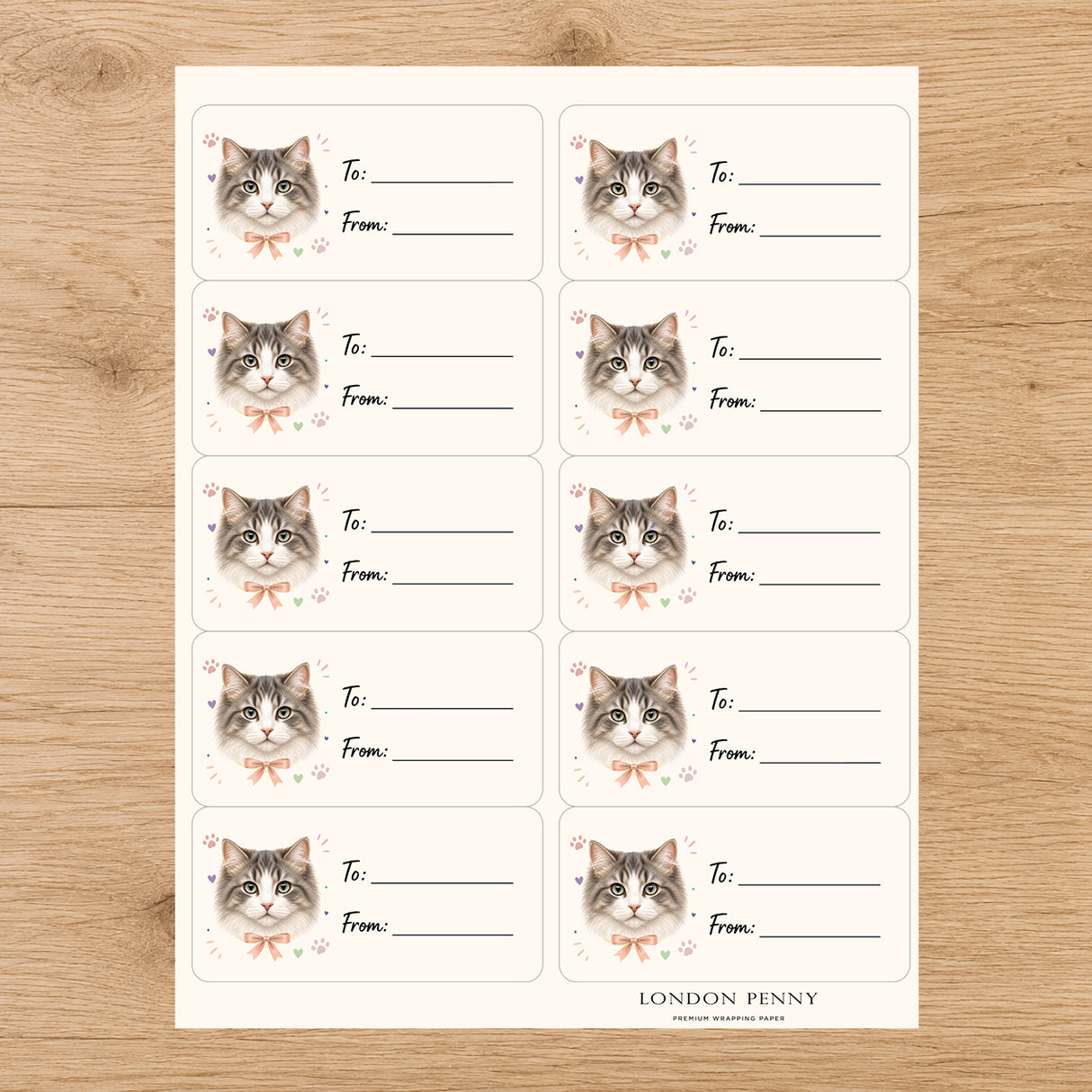 Ragamuffin Purrfectly Yours Gift Tag Sticker Sheet