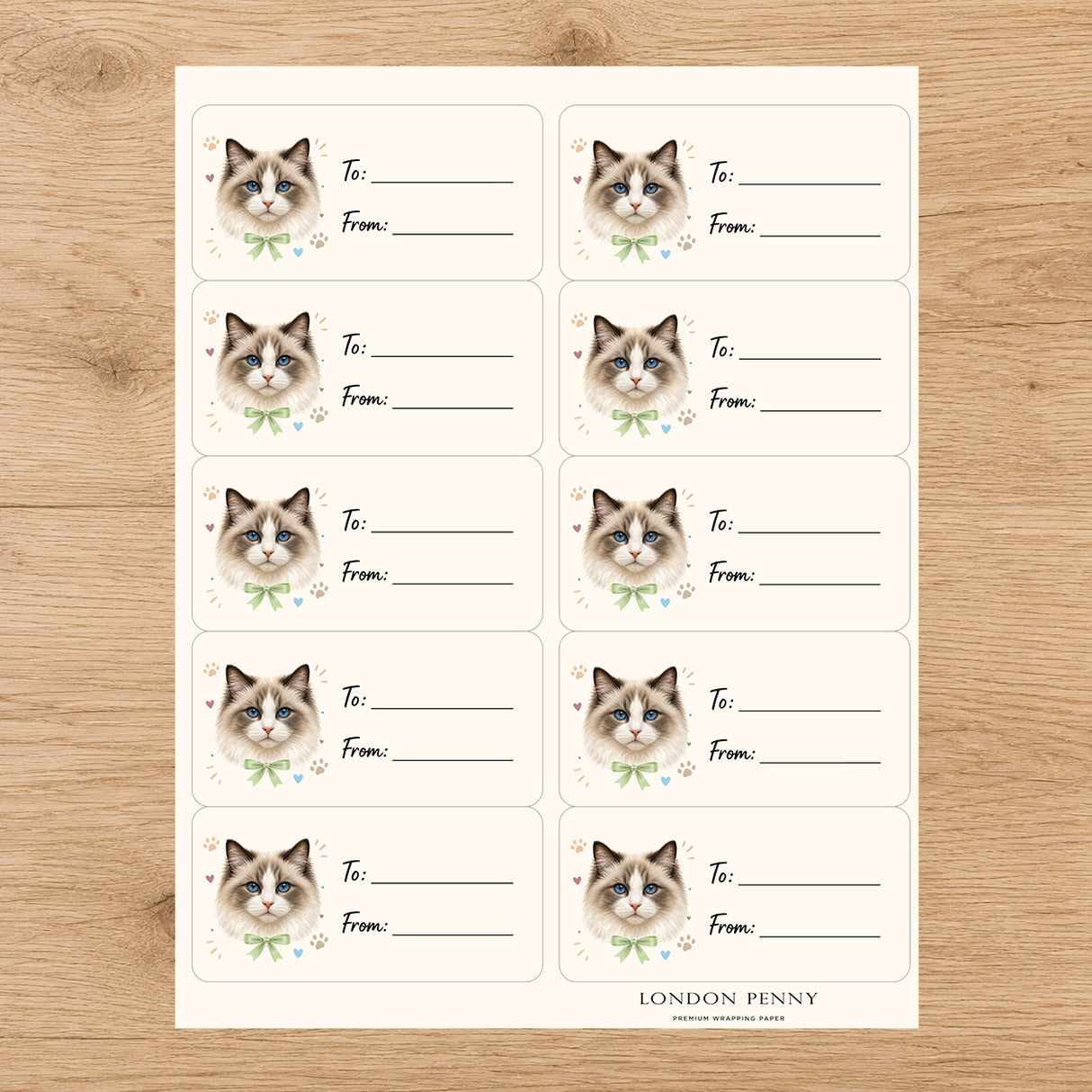 Ragdoll Purrfectly Yours Gift Tag Sticker Sheet