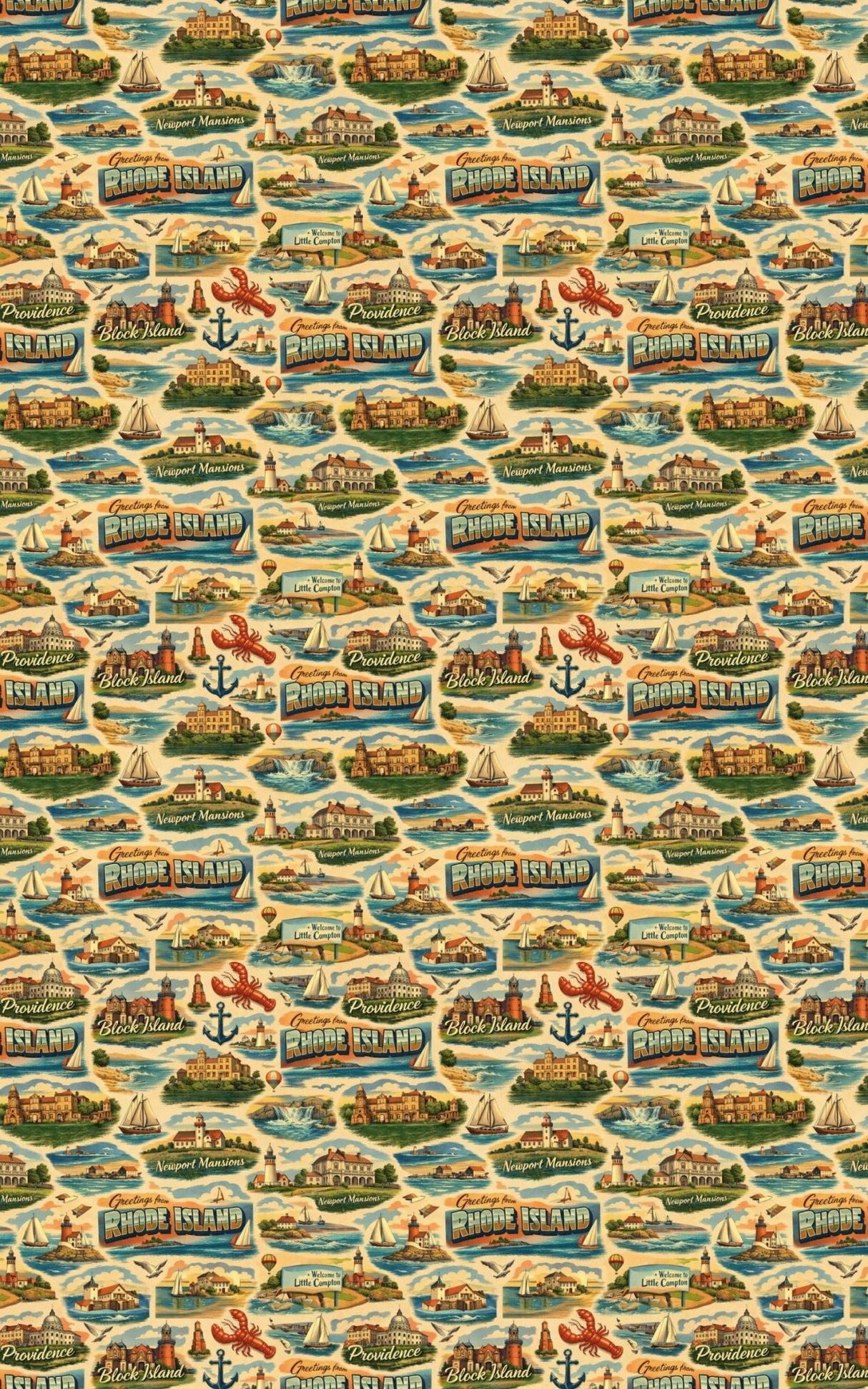 Rhode Island Postcard Memories - London Penny Gift Wrap