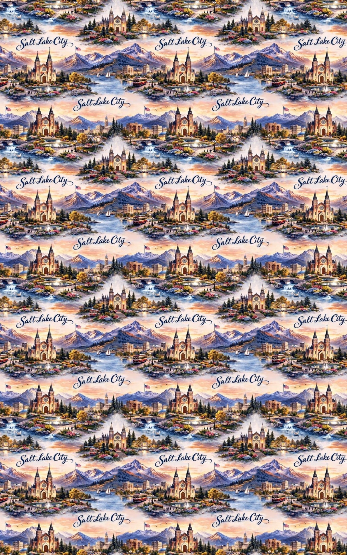 Salt Lake City Mountain Temple Glow - London Penny Gift Wrap