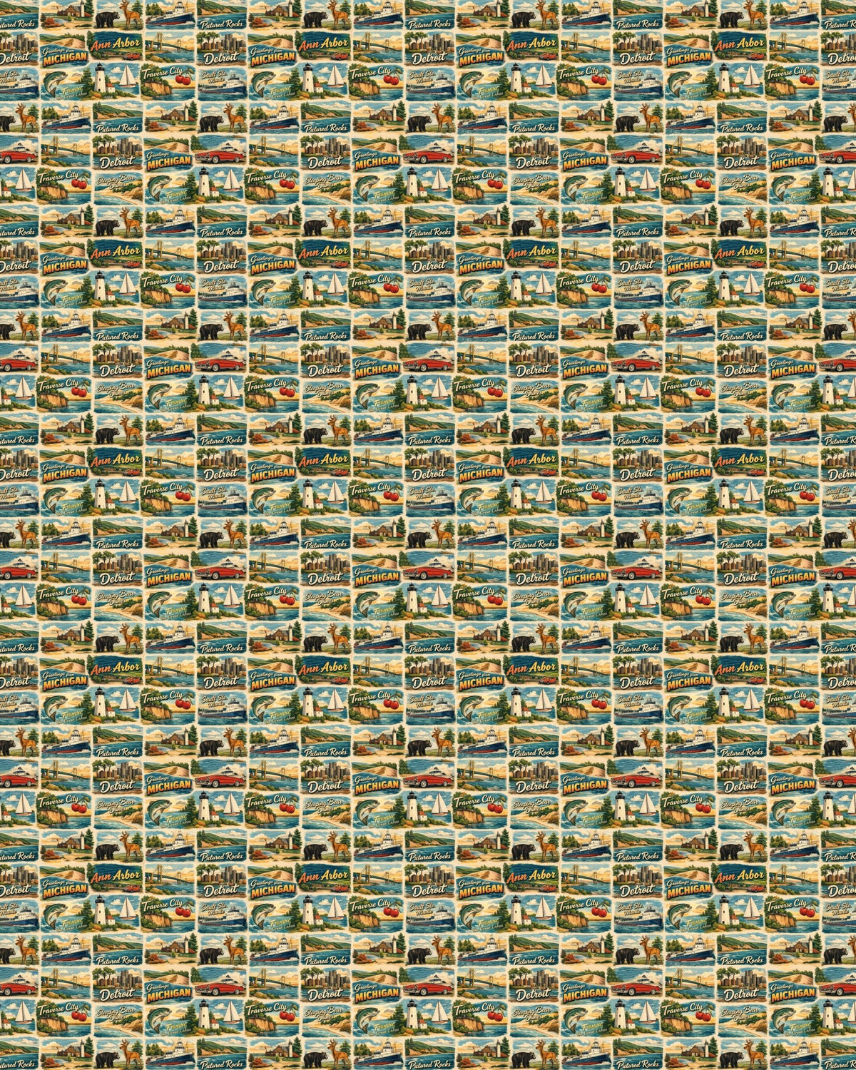 Michigan Postcard Memories Sherpa Blanket - London Penny Gift Wrap