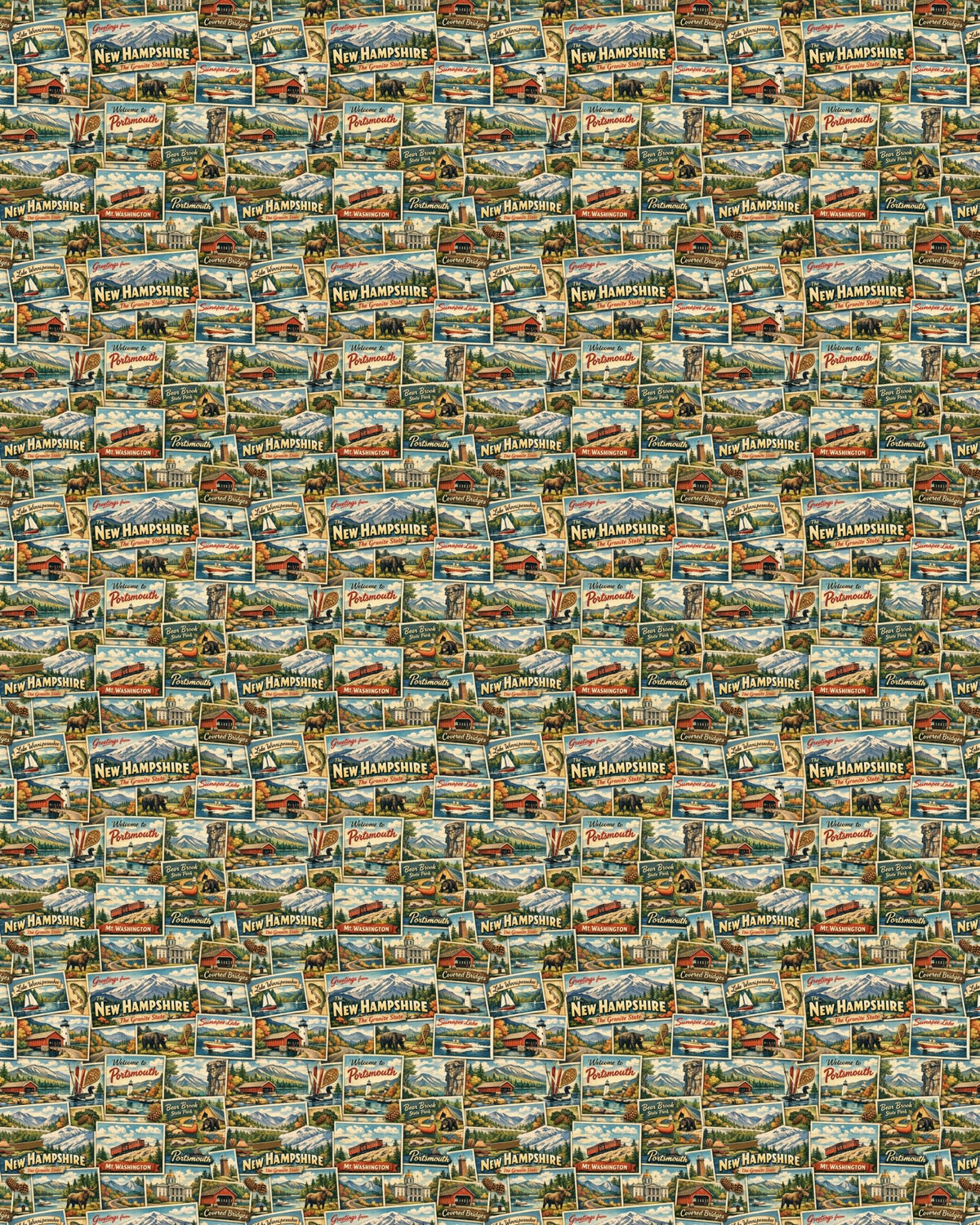 New Hampshire Postcard Memories Sherpa Blanket - London Penny Gift Wrap