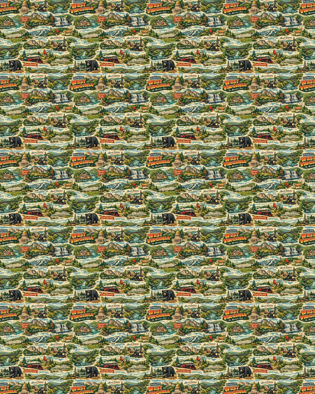 West Virginia Postcard Memories Sherpa Blanket - London Penny Gift Wrap