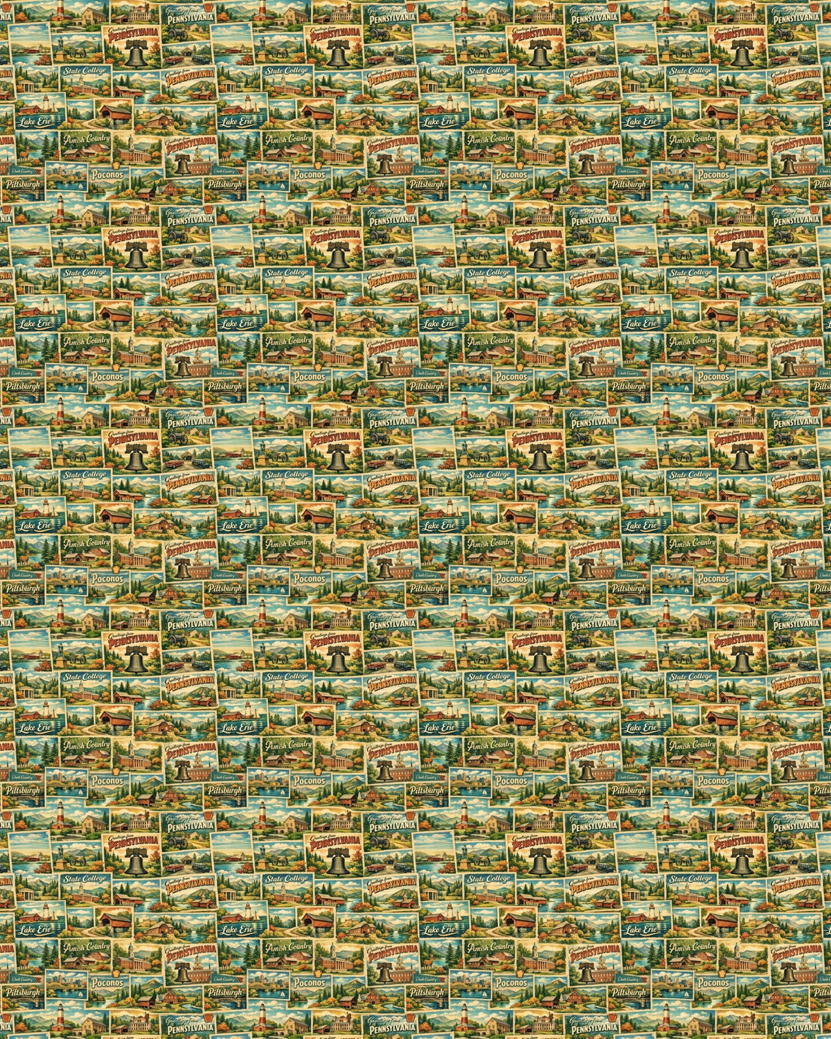 Pennsylvania Postcard Memories Sherpa Blanket - London Penny Gift Wrap