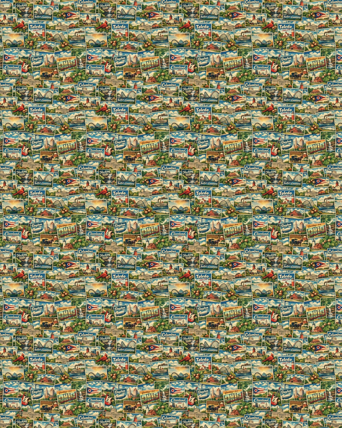 Ohio Postcard Memories Sherpa Blanket - London Penny Gift Wrap