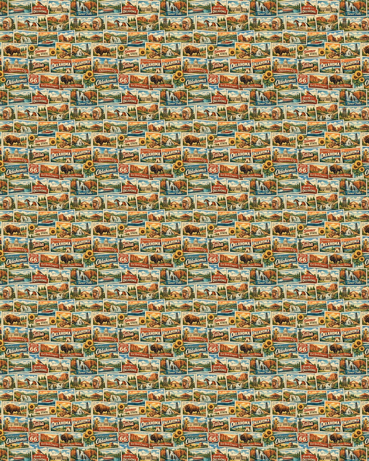 Oklahoma Postcard Memories Sherpa Blanket - London Penny Gift Wrap
