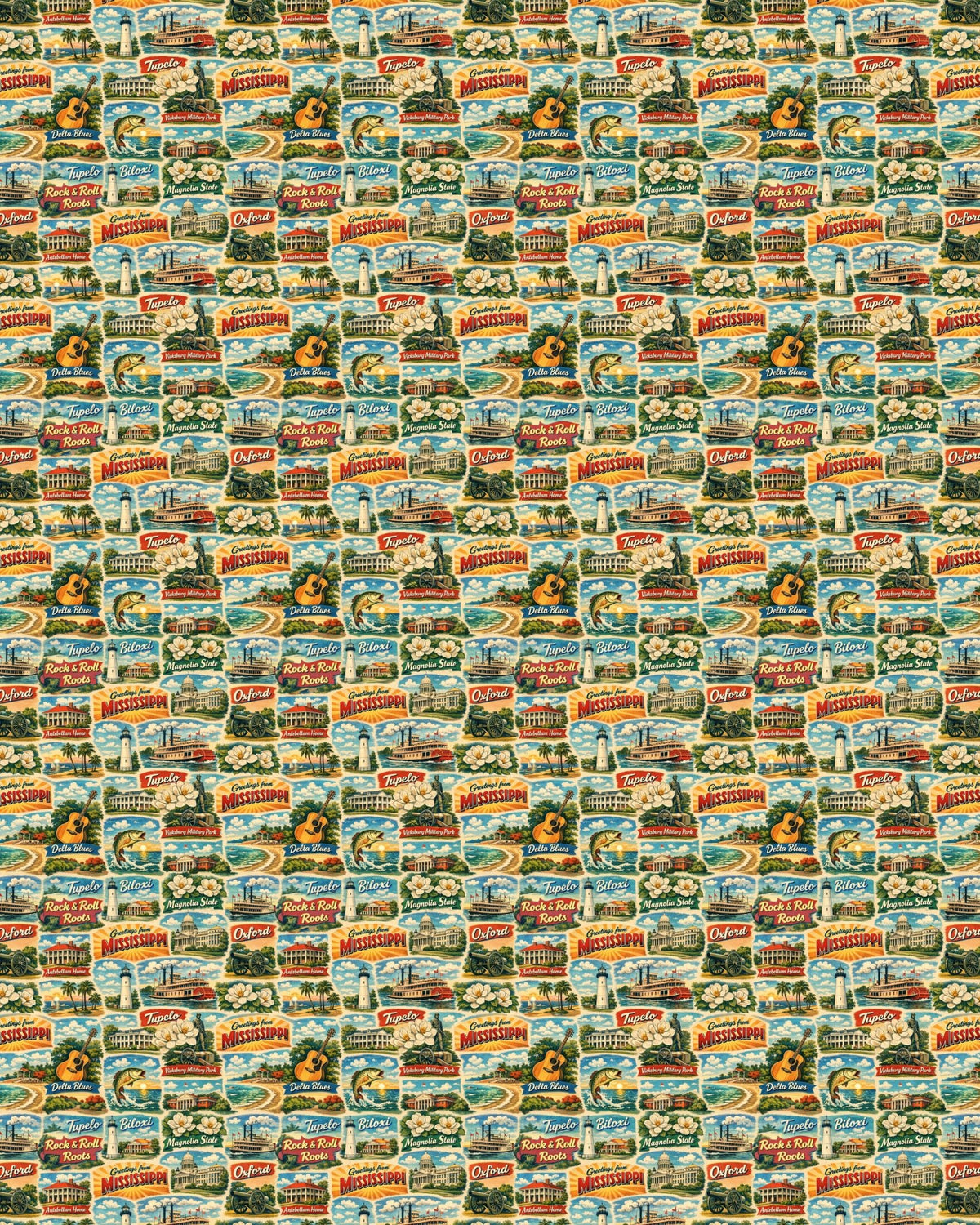 Mississippi Postcard Memories Sherpa Blanket - London Penny Gift Wrap