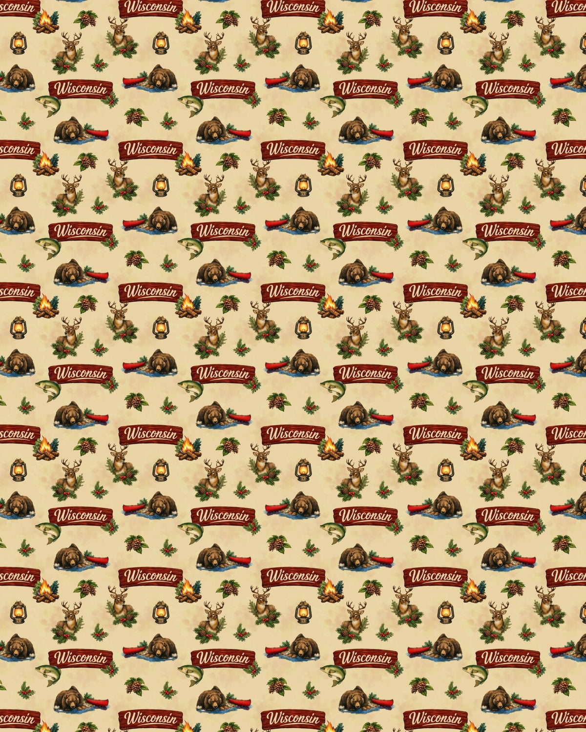 Wisconsin Northwoods Cabin Sherpa Blanket - London Penny Gift Wrap