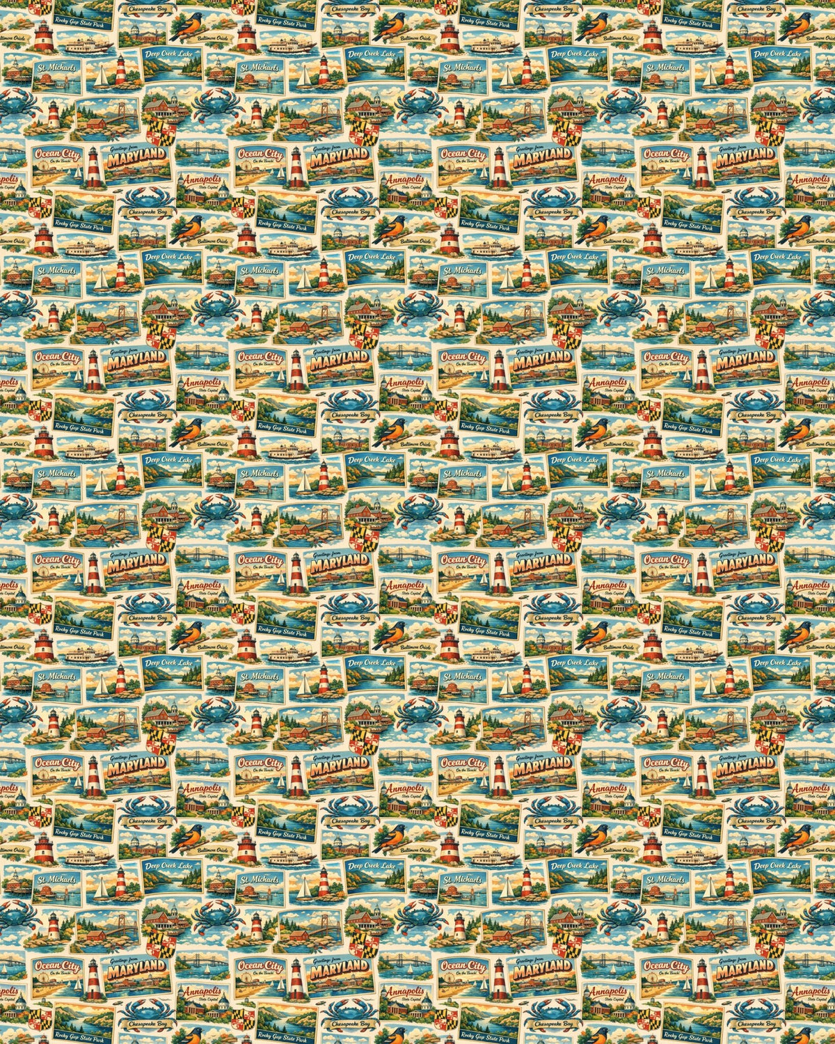 Maryland Postcard Memories Sherpa Blanket - London Penny Gift Wrap