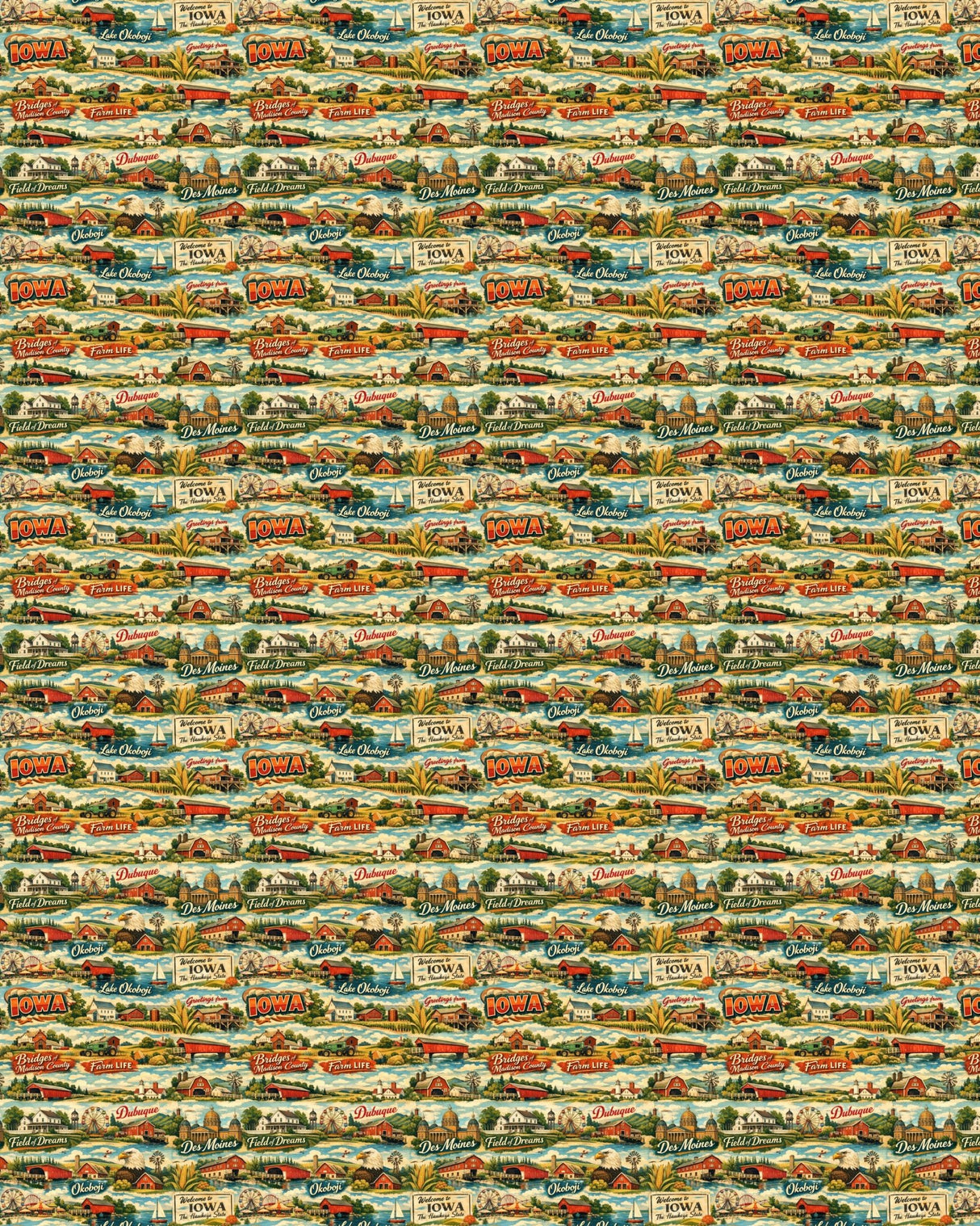 Iowa Postcard Memories Sherpa Blanket - London Penny Gift Wrap