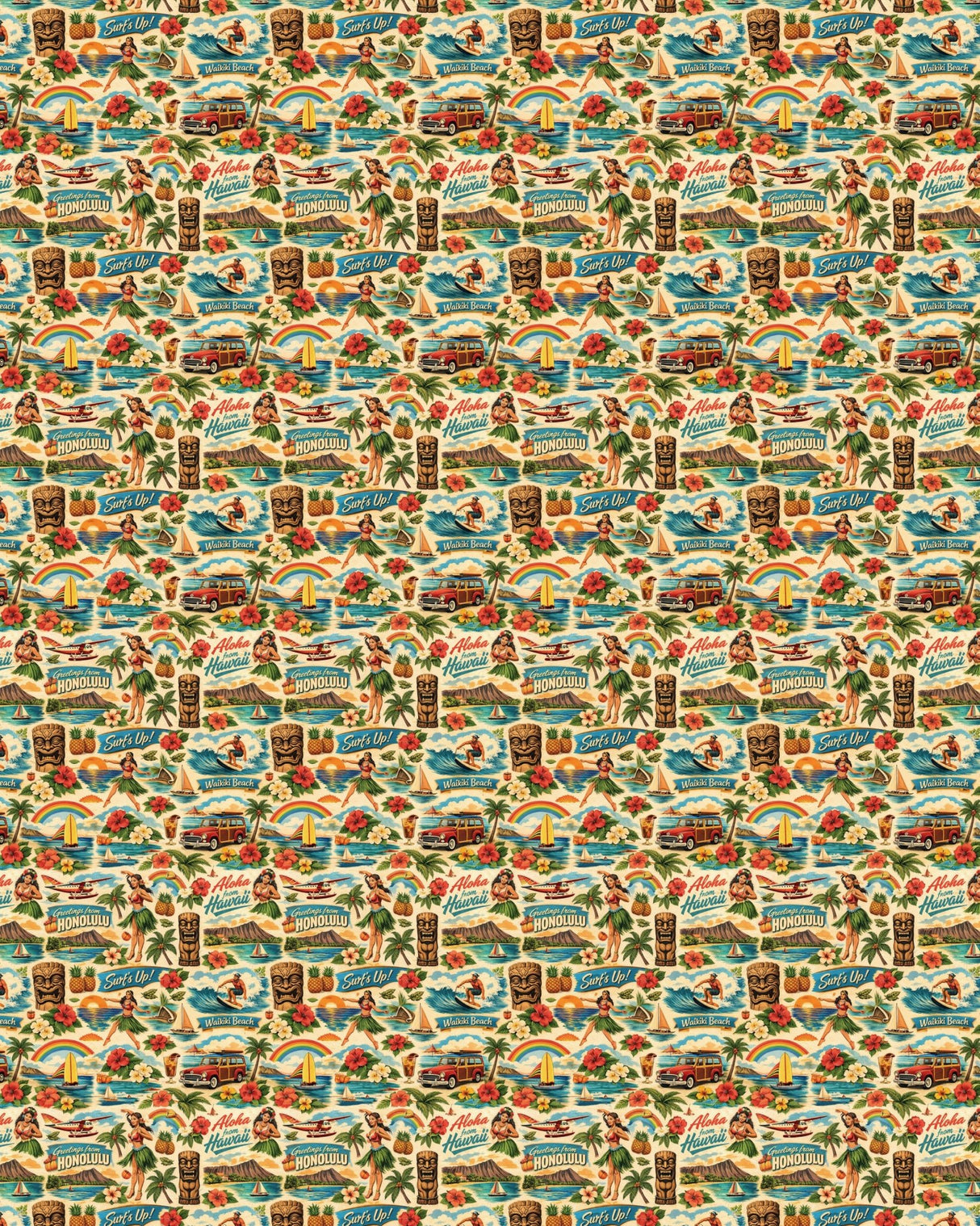 Hawaii Postcard Memories Sherpa Blanket - London Penny Gift Wrap