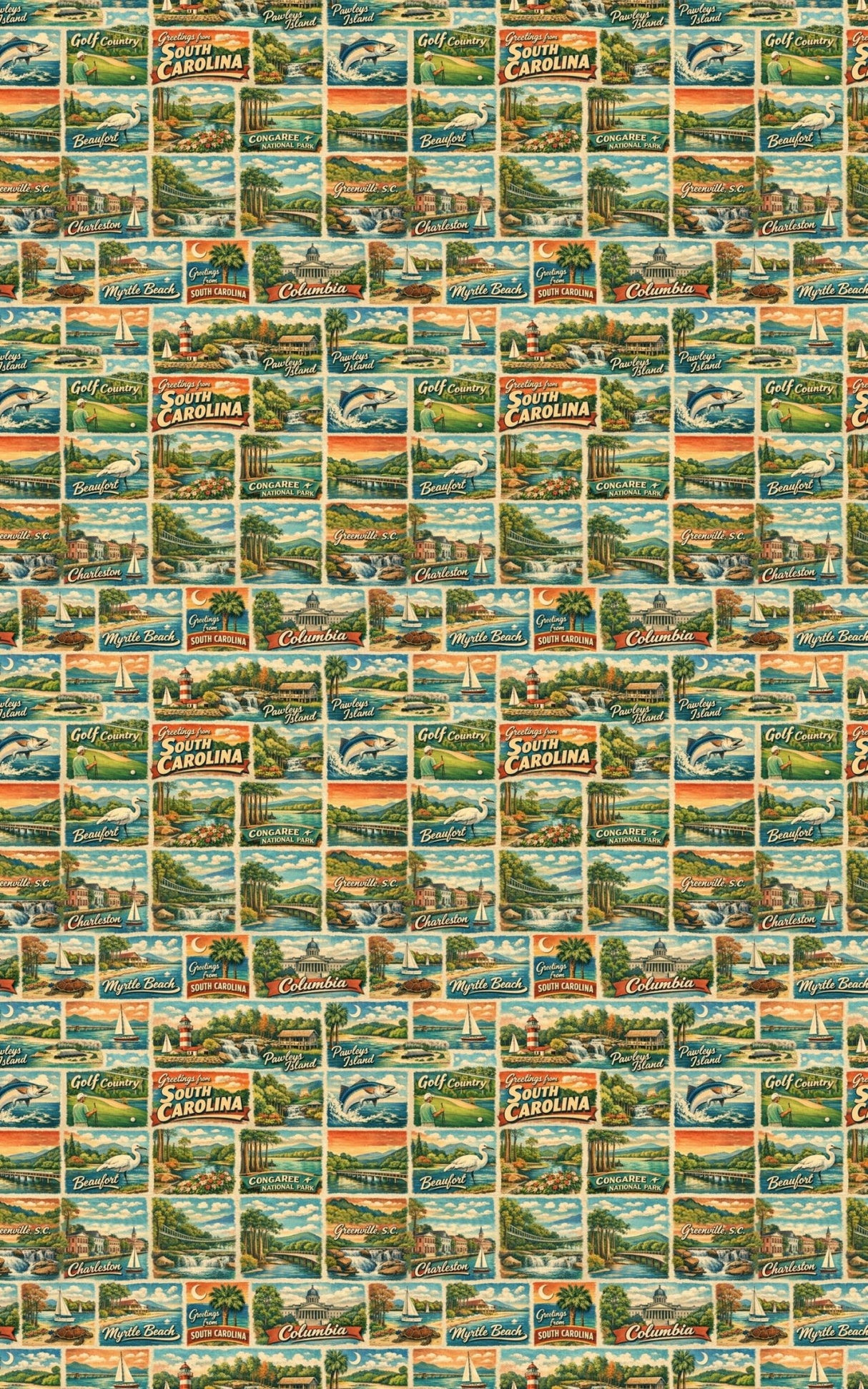 South Carolina Postcard Memories - London Penny Gift Wrap