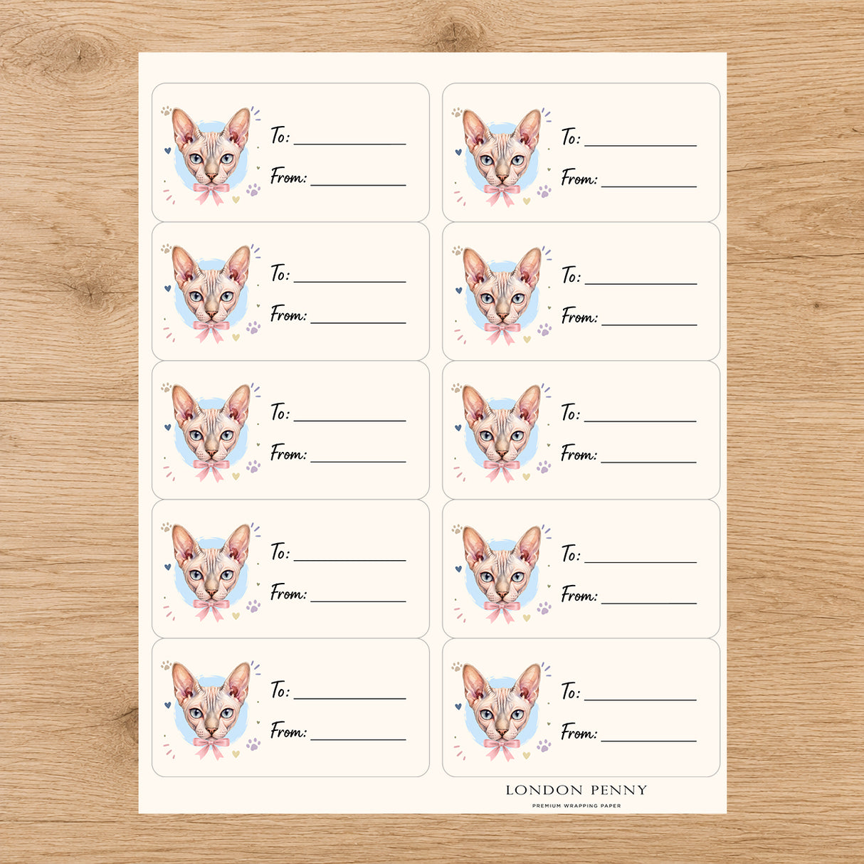 Sphynx Purrfectly Yours Gift Tag Sticker Sheet