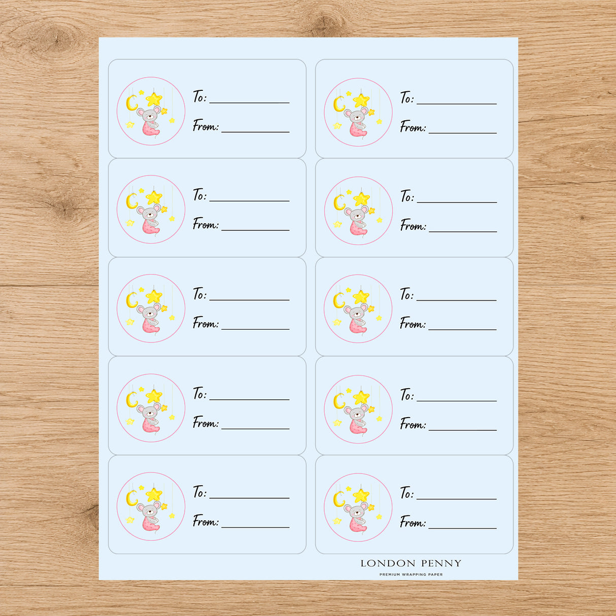 Sweet Dreams Little Mouse Gift Tag Sticker Sheet