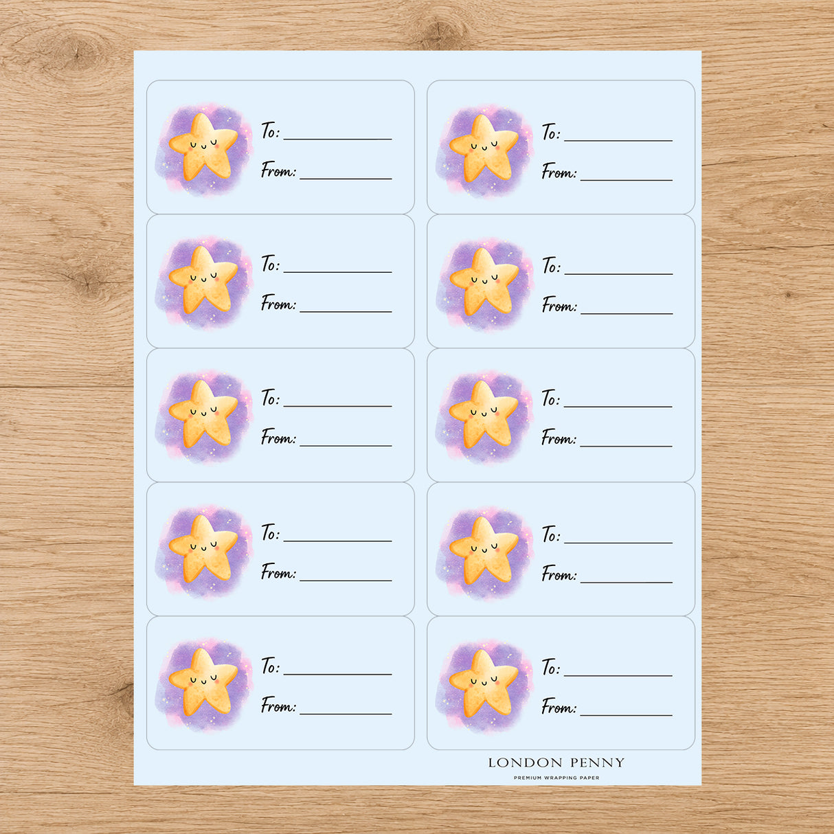 Twinkle Little Star Gift Tag Sticker Sheet