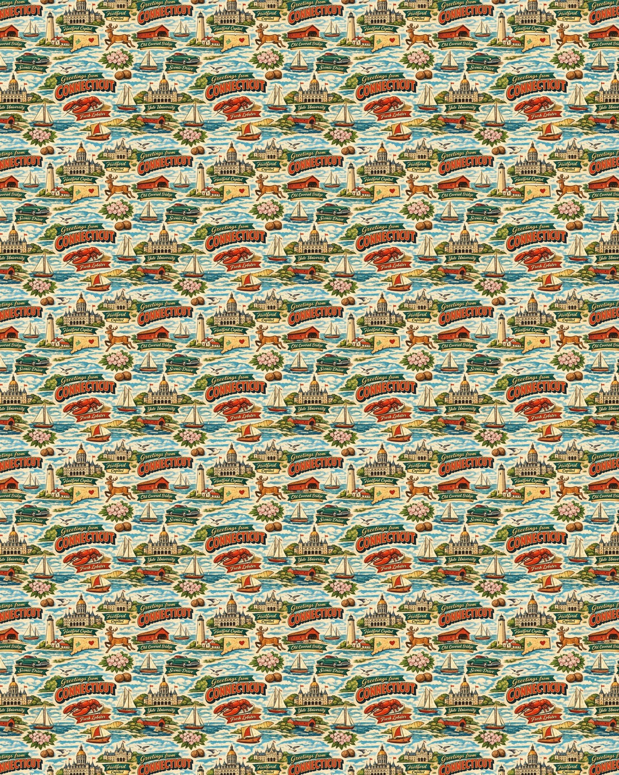Connecticut Postcard Memories Sherpa Blanket - London Penny Gift Wrap