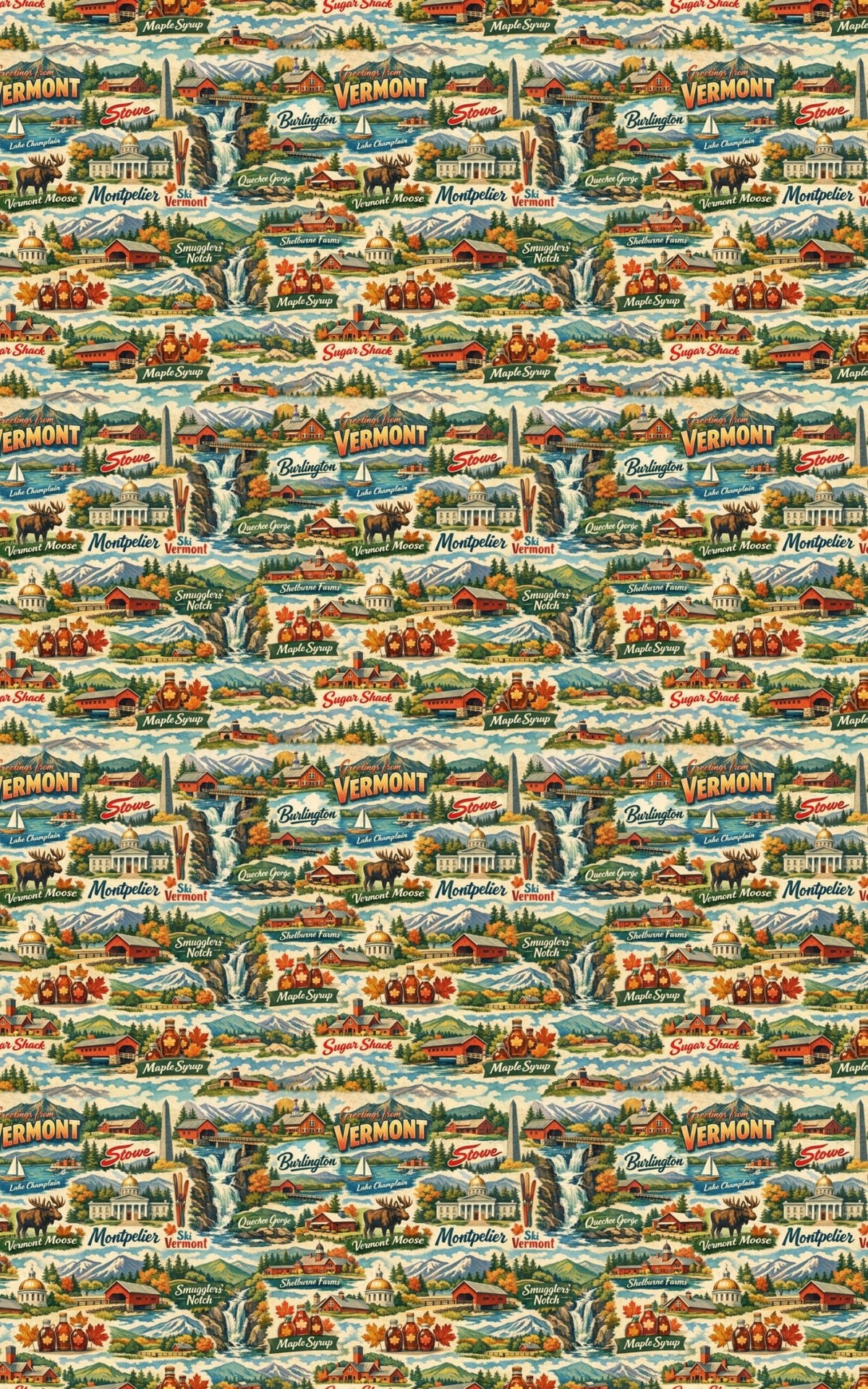 Vermont Postcard Memories - London Penny Gift Wrap