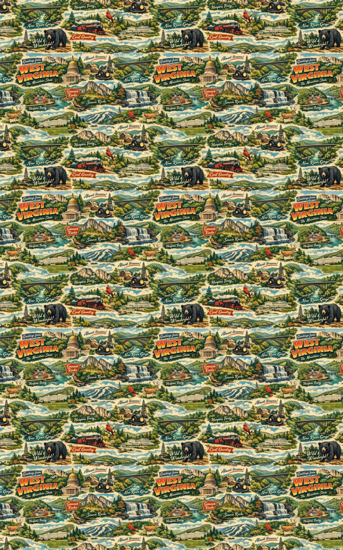 West Virginia Postcard Memories - London Penny Gift Wrap