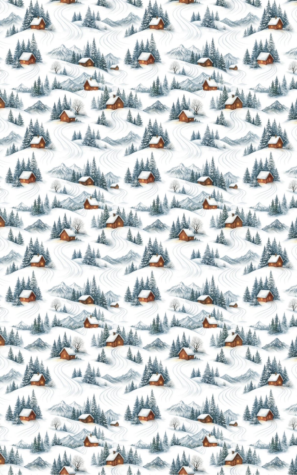 Winter Cabin Ski Trails - London Penny Gift Wrap