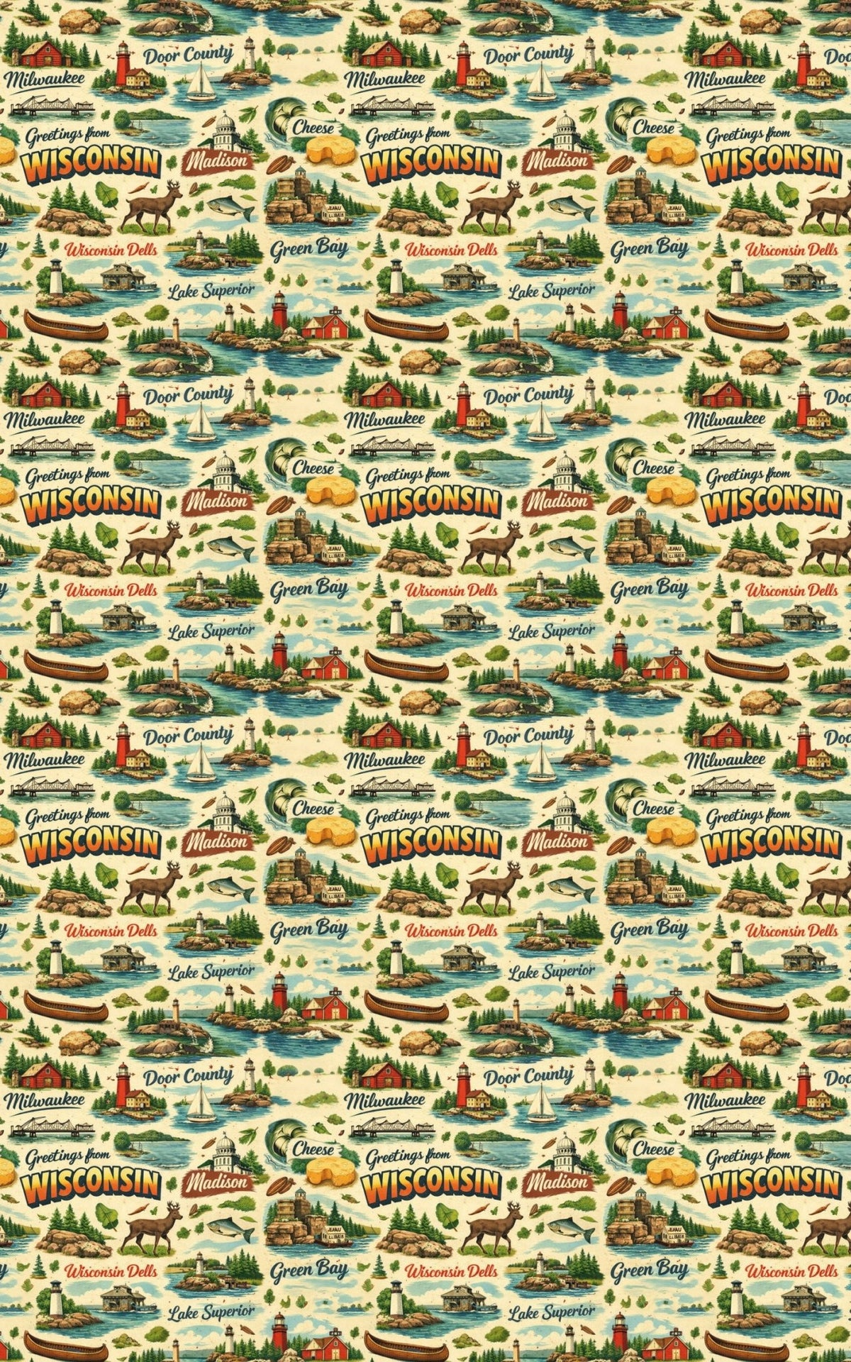 Wisconsin Postcard Memories - London Penny Gift Wrap