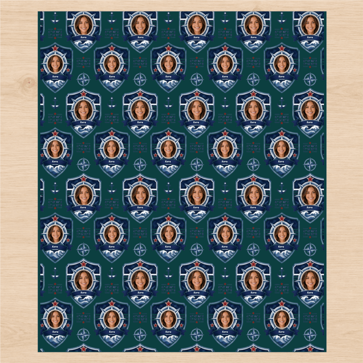 Personalized Maritime Service Medallion Emblem Wrapping Paper | Custom Gift Wrap - London Penny Gift Wrap
