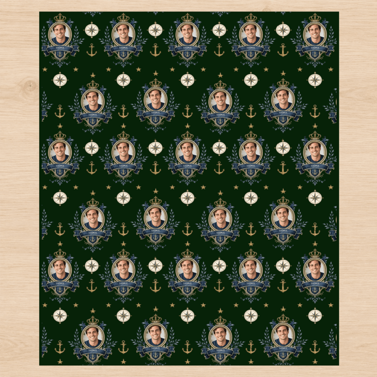 Personalized Maritime Officer's Crest Wrapping Paper | Custom Gift Wrap - London Penny Gift Wrap