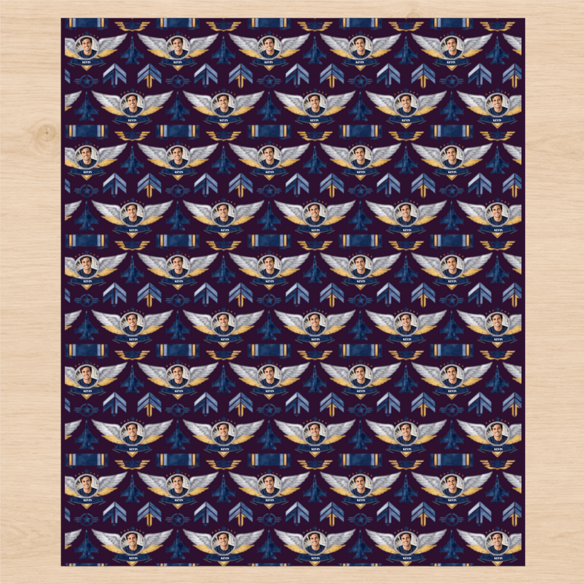 Personalized Golden Wings Legacy Emblem Wrapping Paper | Custom Gift Wrap - London Penny Gift Wrap