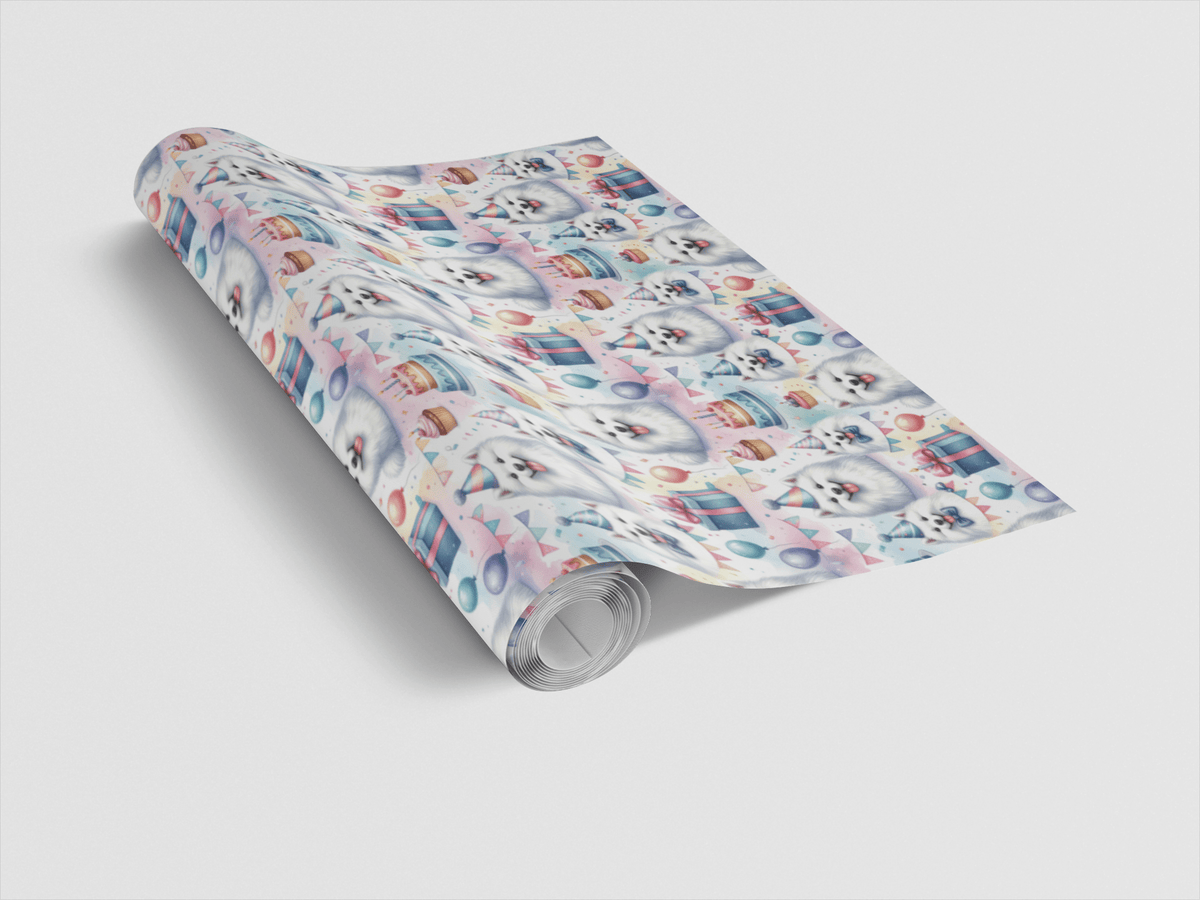 Birthday Celebration Samoyeds Wrapping Paper - London Penny Gift Wrap