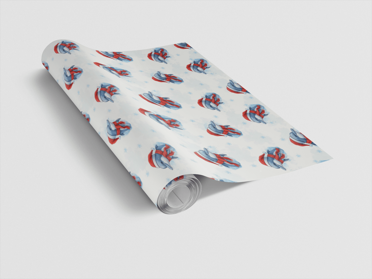 Festive Holiday Dolphin - London Penny Gift Wrap