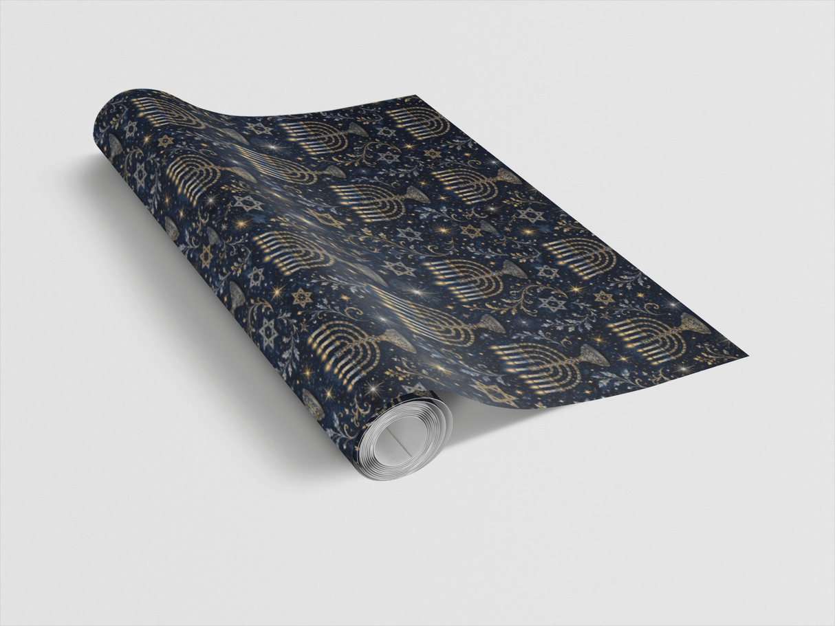 LIMITED TIME | Menorah & Star Elegance Wrapping Paper - London Penny Gift Wrap
