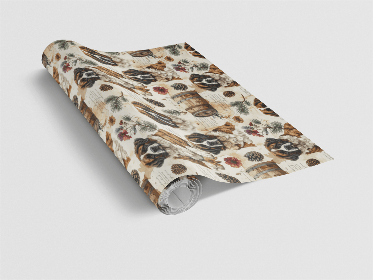 Vintage Alpine Archives (St. Bernard) Wrapping Paper - London Penny Gift Wrap