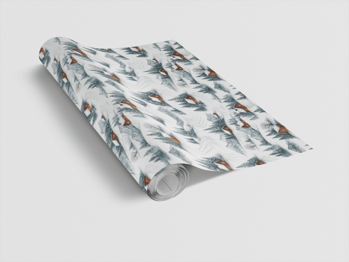 Winter Cabin Ski Trails - London Penny Gift Wrap