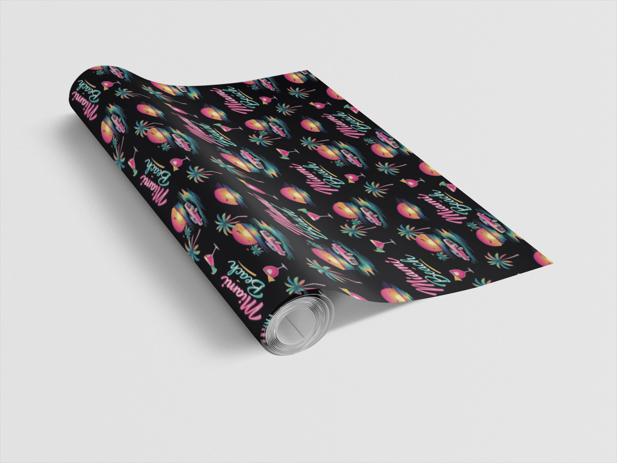 Miami Beach Retro Waves - London Penny Gift Wrap