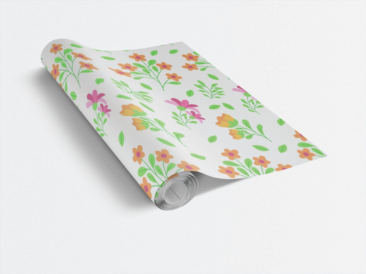 Simple Aesthetic with Red & Yellow Flowers - London Penny Gift Wrap