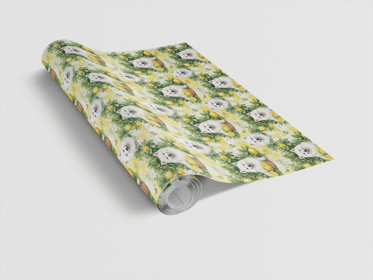 Samoyed Lemon Orchard Wrapping Paper - London Penny Gift Wrap