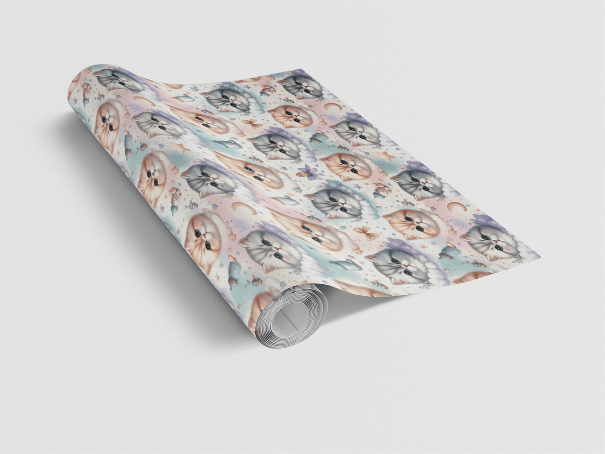 Baby Shower Cats (Exotic Shorthair) Wrapping Paper - London Penny Gift Wrap