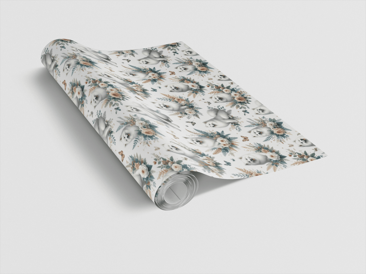 Luxury Botanical Samoyeds Wrapping Paper - London Penny Gift Wrap